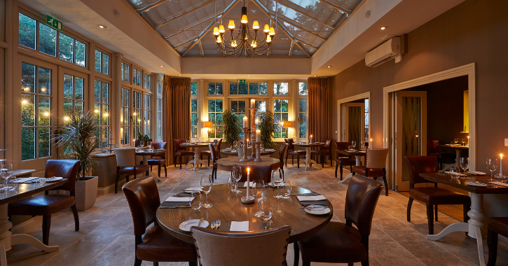 the Orangery restaurant at Headlam Hall Hotel.